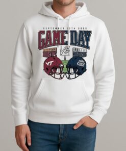 Virginia Tech Hokies Vs Old Dominion Monarchs 2025 Gameday Helmet Matchup Premium Unisexhoodie