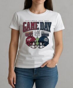 Virginia Tech Hokies Vs Old Dominion Monarchs 2025 Gameday Helmet Matchup Premium W-tee