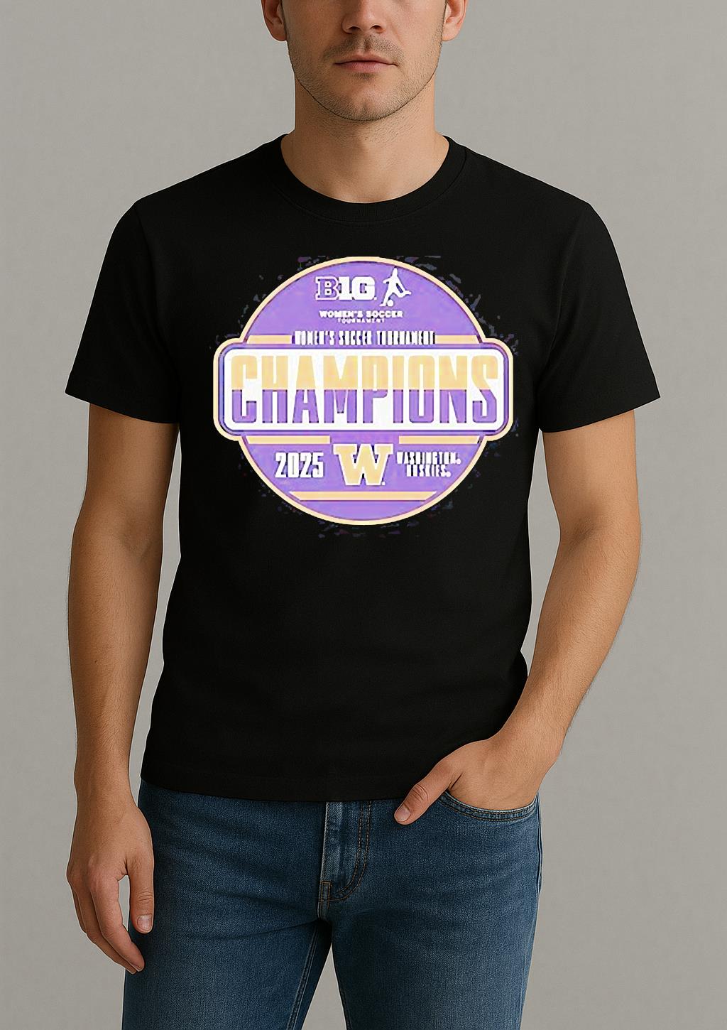 Washington Huskies 2025 Big Ten Womens Soccer Tournament Champions Shirt