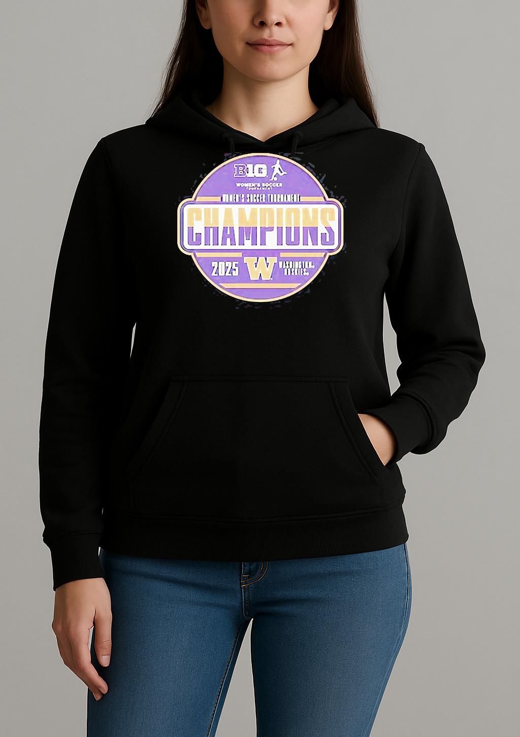 Washington Huskies 2025 Big Ten Womens Soccer Tournament Champions Shirt Unihoodie