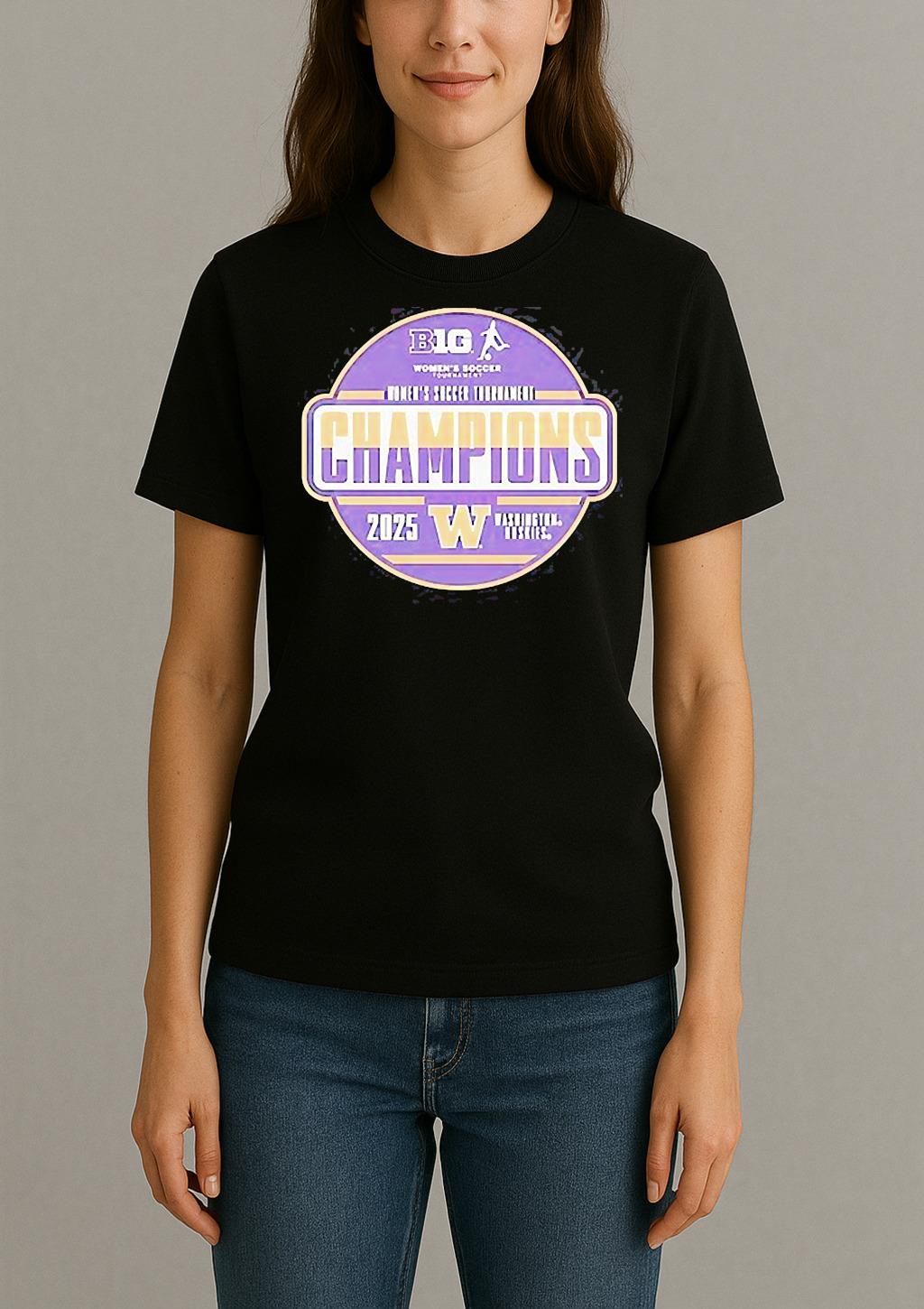 Washington Huskies 2025 Big Ten Womens Soccer Tournament Champions Shirt Womentee