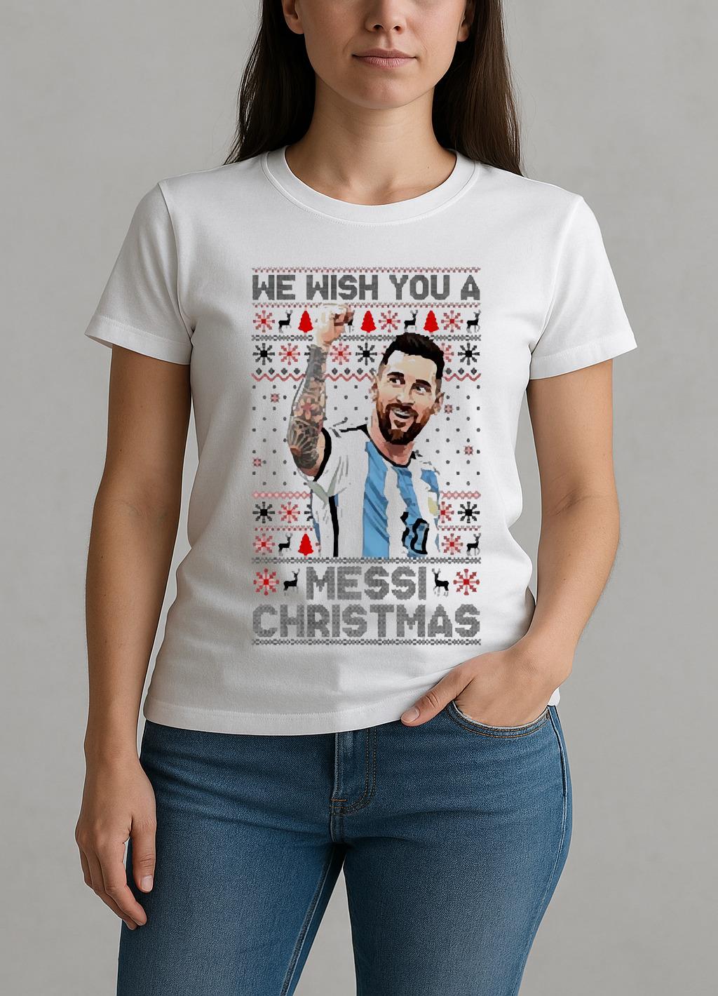 We Wish You A Messi Christmas Ugly Premium W-tee