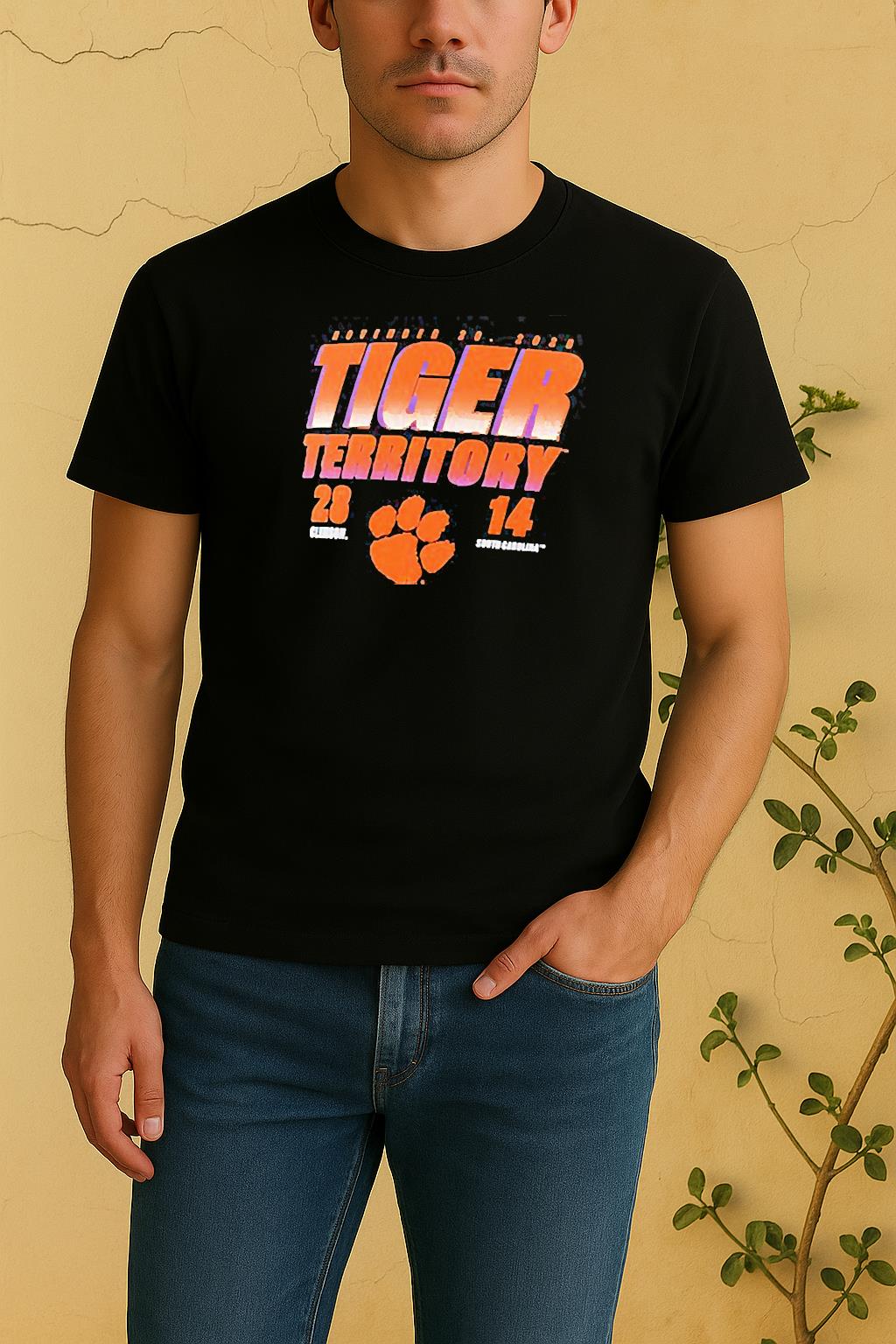Clemson Tigers Vs South Carolina Gamecocks 2025 Tiger Territory Score 28 14 Shirt