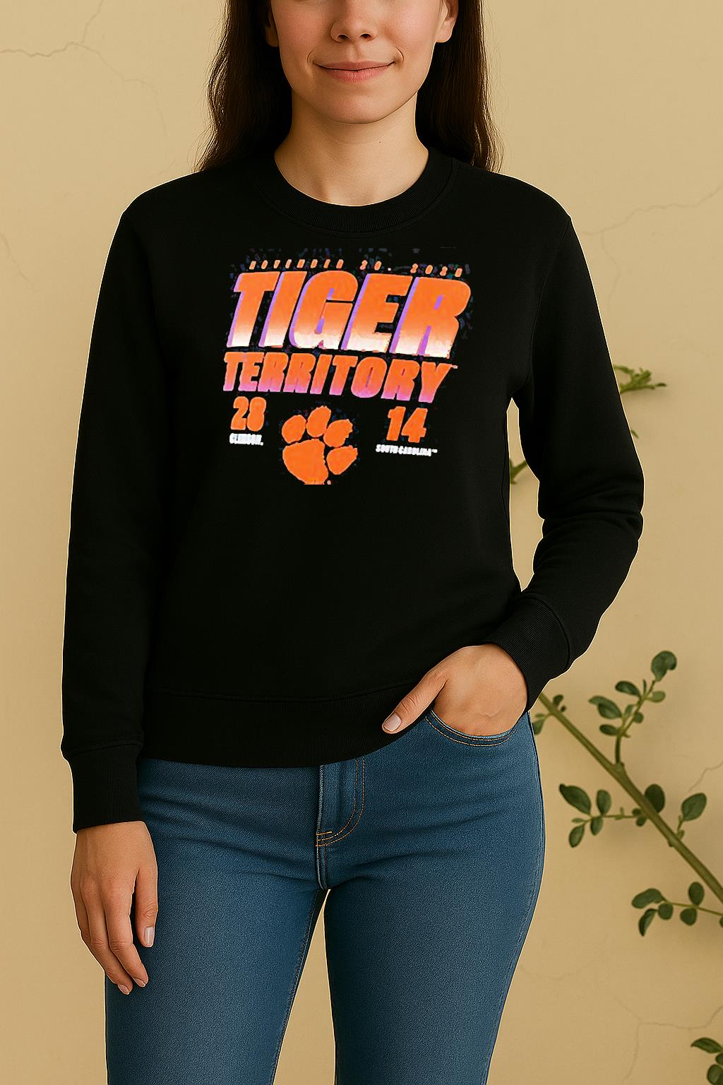 Clemson Tigers Vs South Carolina Gamecocks 2025 Tiger Territory Score 28 14 Sweater