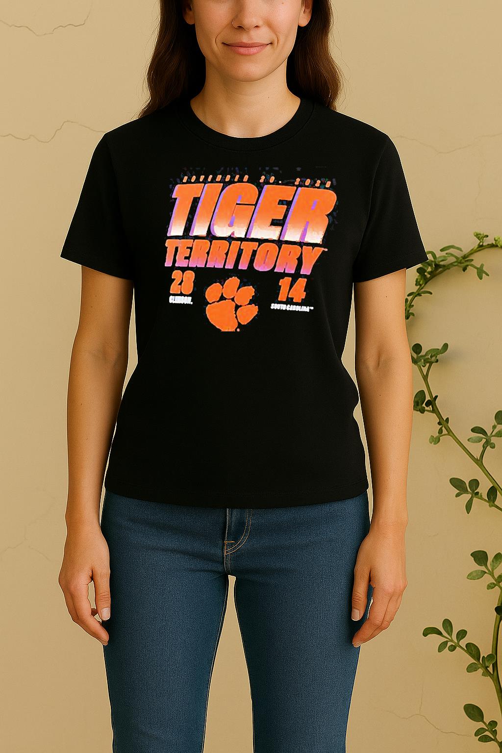 Clemson Tigers Vs South Carolina Gamecocks 2025 Tiger Territory Score 28 14 Women Shirt
