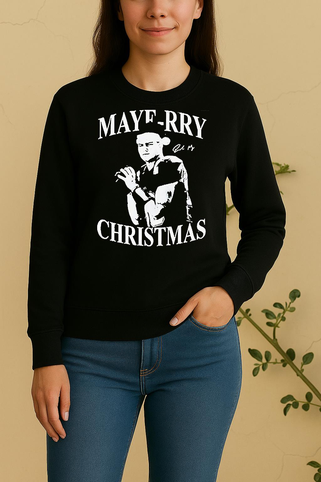 Drake Maye Rry Christmas New England Patriots Football Signature Sweater