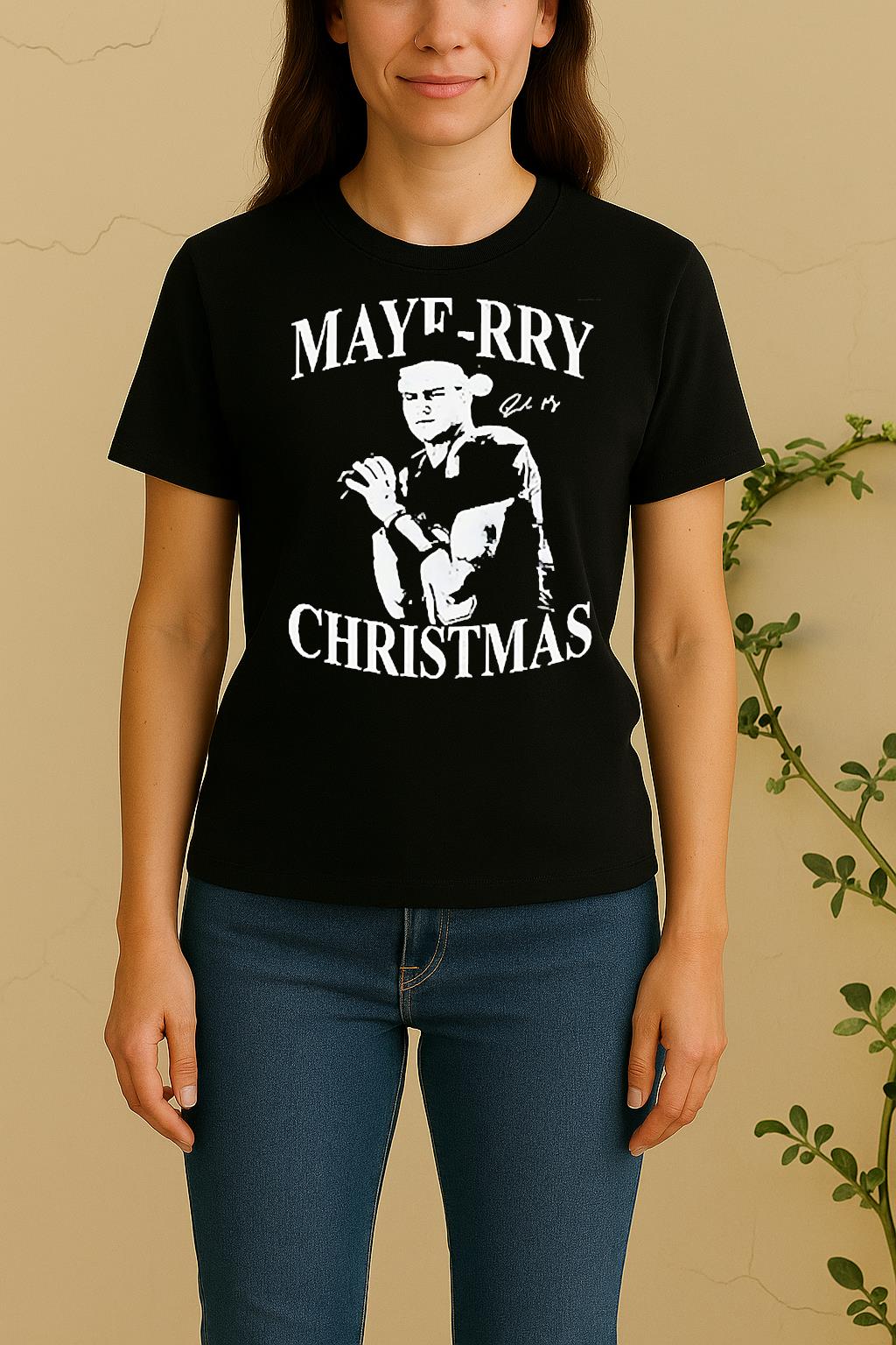 Drake Maye Rry Christmas New England Patriots Football Signature Women Shirt