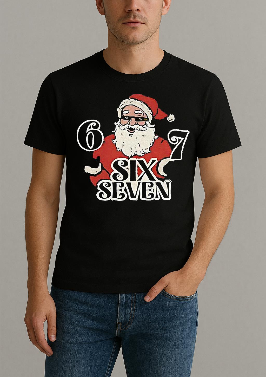 Funny Santa Claus 6 7 Six Seven Merry Christmas Shirt