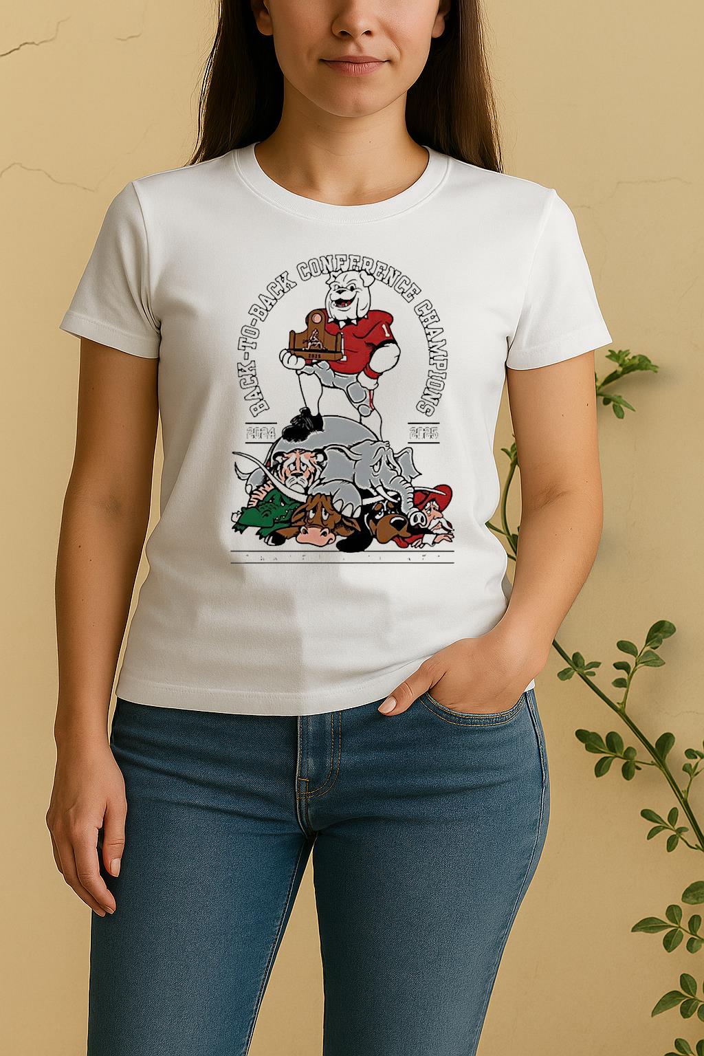 Geogria Bulldogs Back To Back Conference Champions 2024 2025 Women Shirt
