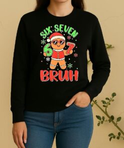 Gingerbread Holding Six Seven Bruh Christmas Costume Sweater