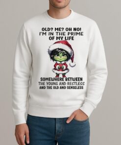 Grinch Old Me Oh No Im In The Prime Of My Life Somewhere Between The Young Christmas sweater
