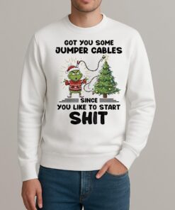 Grinch Santa Got You Some Jumper Cables Since You Like To Start Shit Christmas sweater