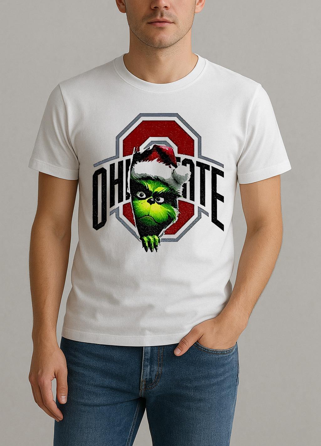 Grinch Santa Hat Ohio State Buckeyes Football Nfl 2025 Shirt