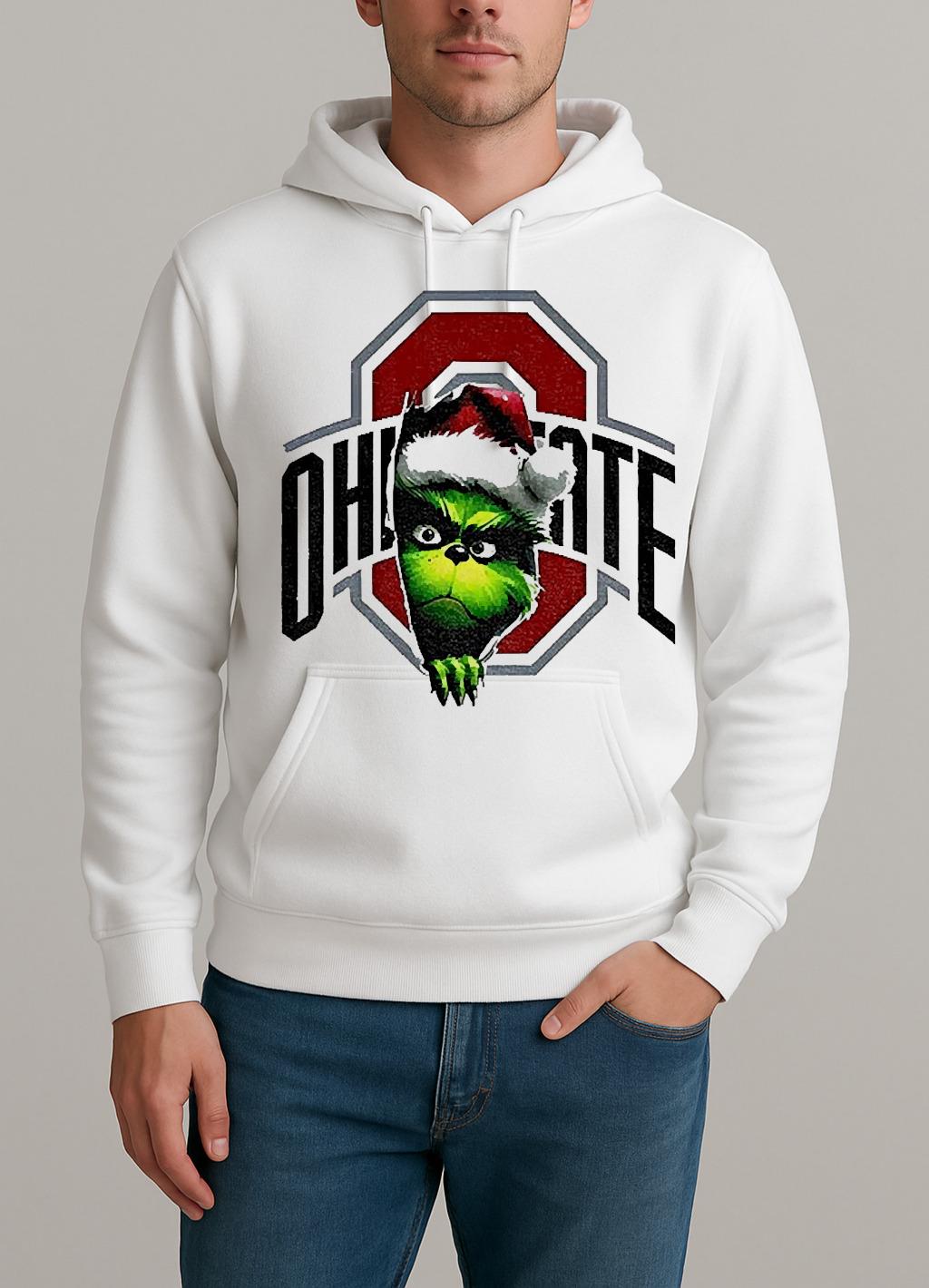 Grinch Santa Hat Ohio State Buckeyes Football Nfl 2025 Unisexhoodie