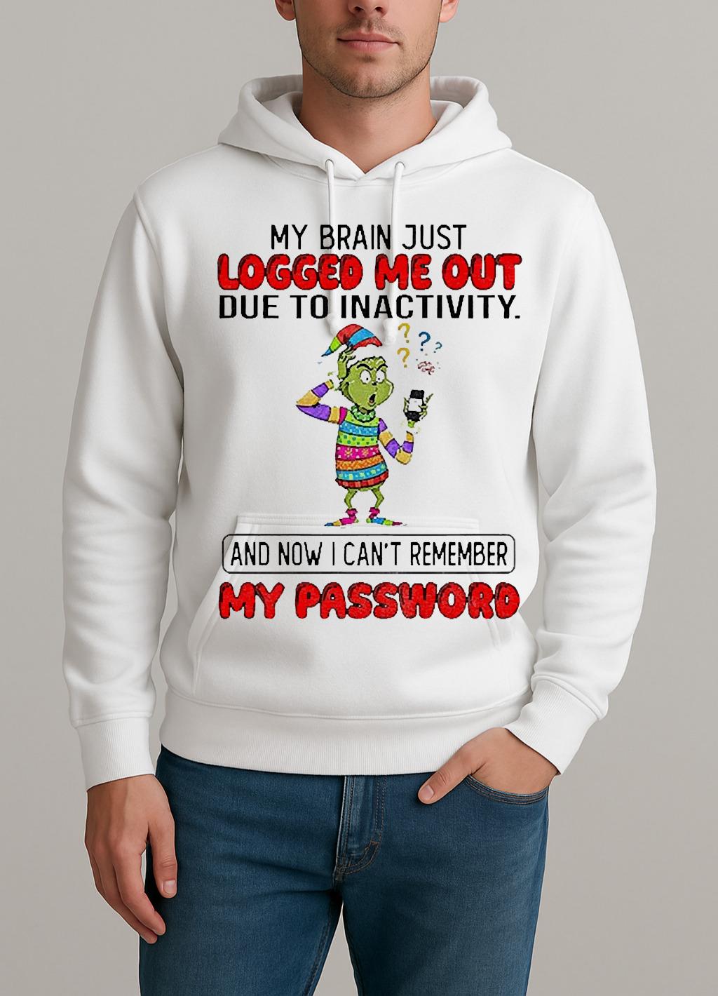 Grinch Santa My Brain Just Logged Me Out Due To Inactivity And Now I Cant Remember Christmas Unisexhoodie