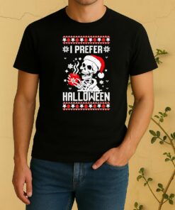 I Prefer Halloween Christmas Skeleton Ugly Xmas Shirt