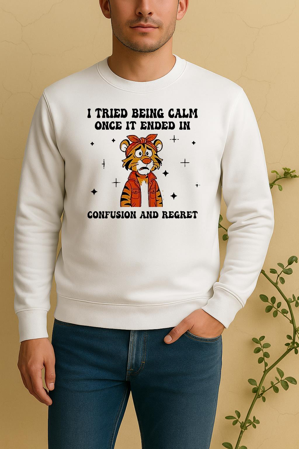 I Tried Being Calm Once It Ended In Confusion And Regreshirt EdgecleanSweater