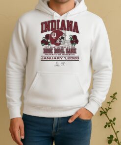 Indiana Hoosiers Football 2026 College Football Playoff Quarterfinal At The Rose Bowl Game Presented By Prudential Jan 1 Helmet Logos Unisex Hoodie