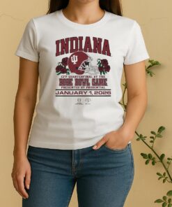 Indiana Hoosiers Football 2026 College Football Playoff Quarterfinal At The Rose Bowl Game Presented By Prudential Jan 1 Helmet Logos Women Shirt