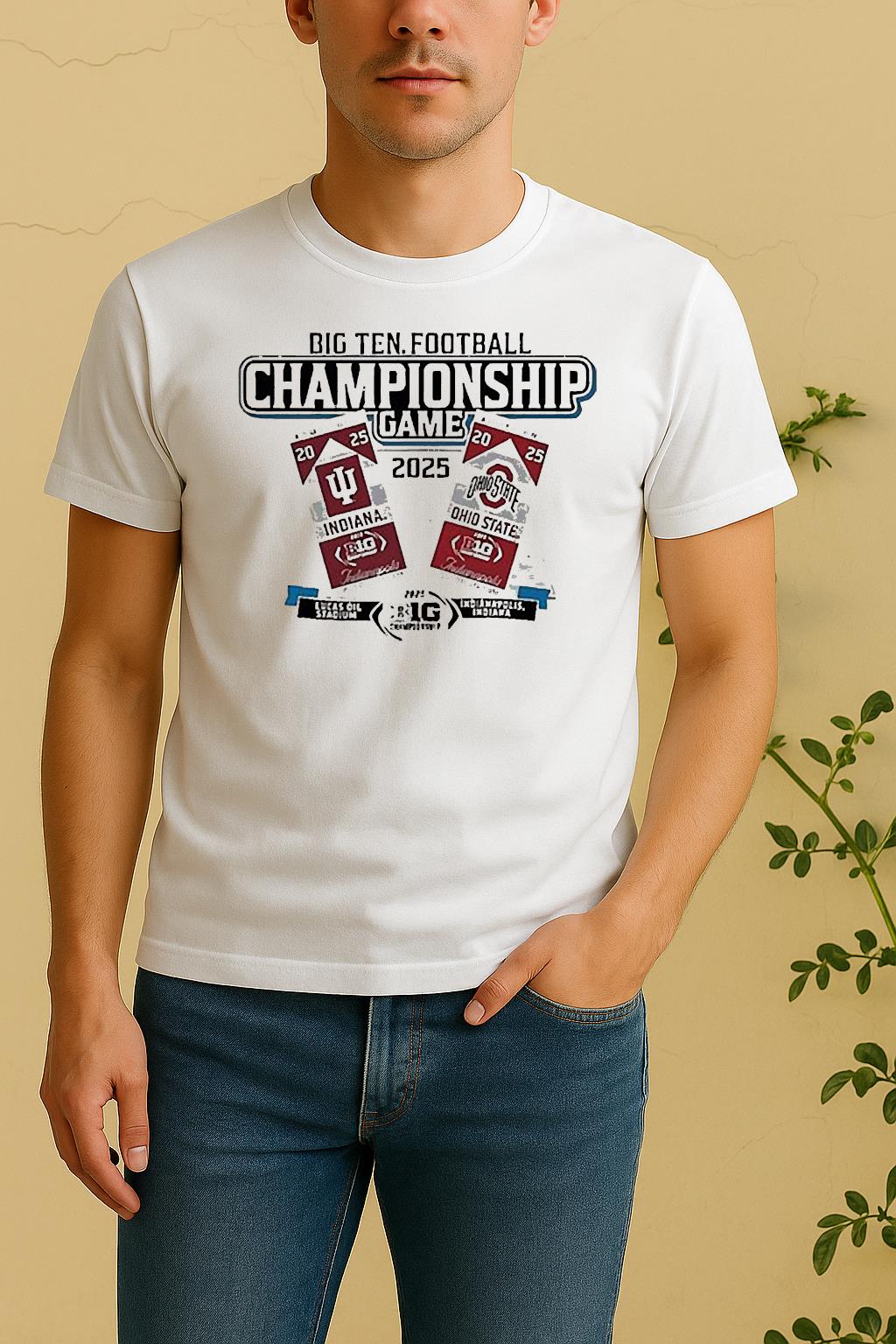 Indiana Vs Ohio State Big Ten Grey 2025 Football Championship Tickets Shirt by Bino Shirt – Custom Graphic T-Shirt