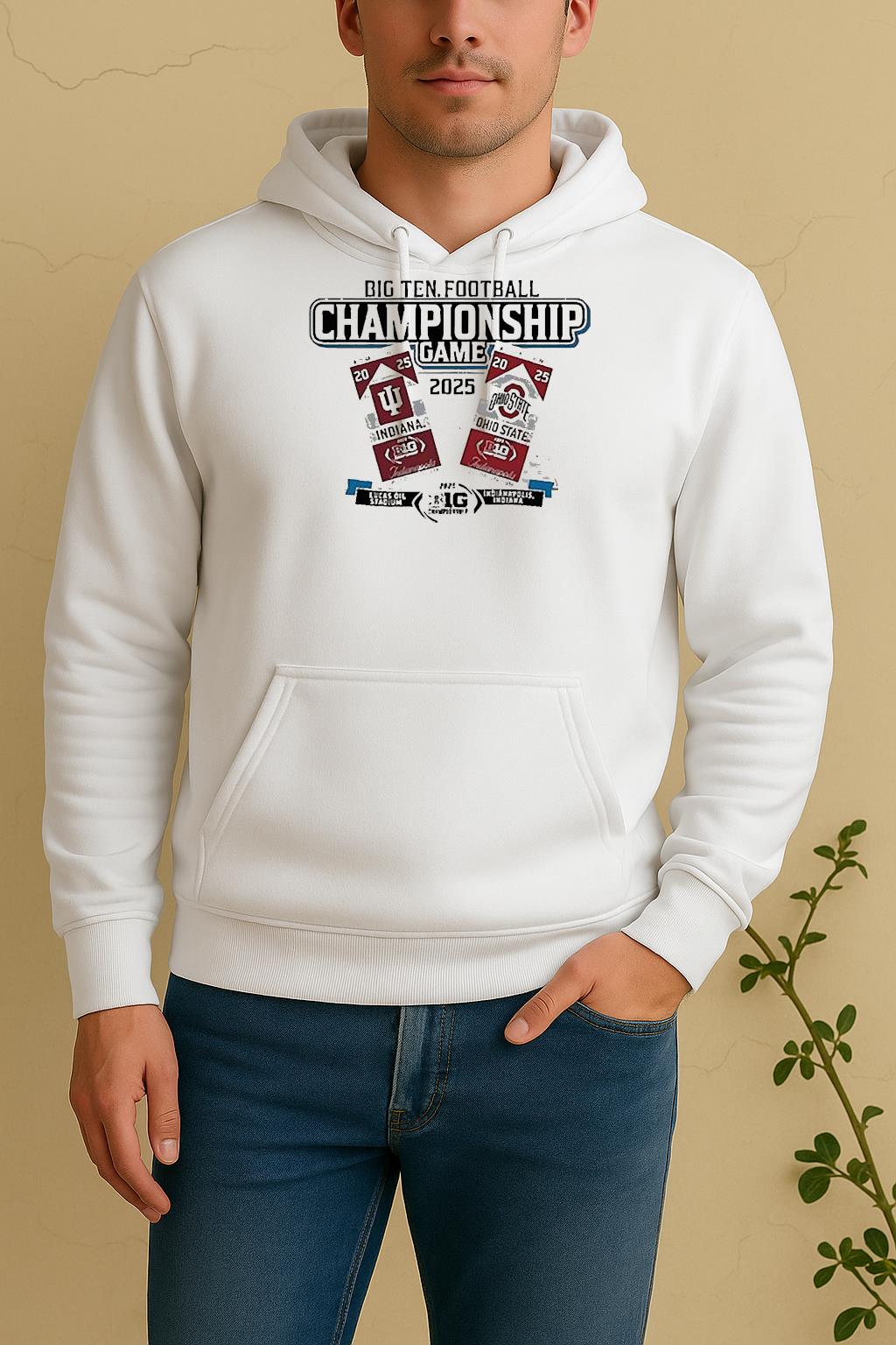 Indiana Vs Ohio State Big Ten Grey 2025 Football Championship Tickets Unisex Hoodie