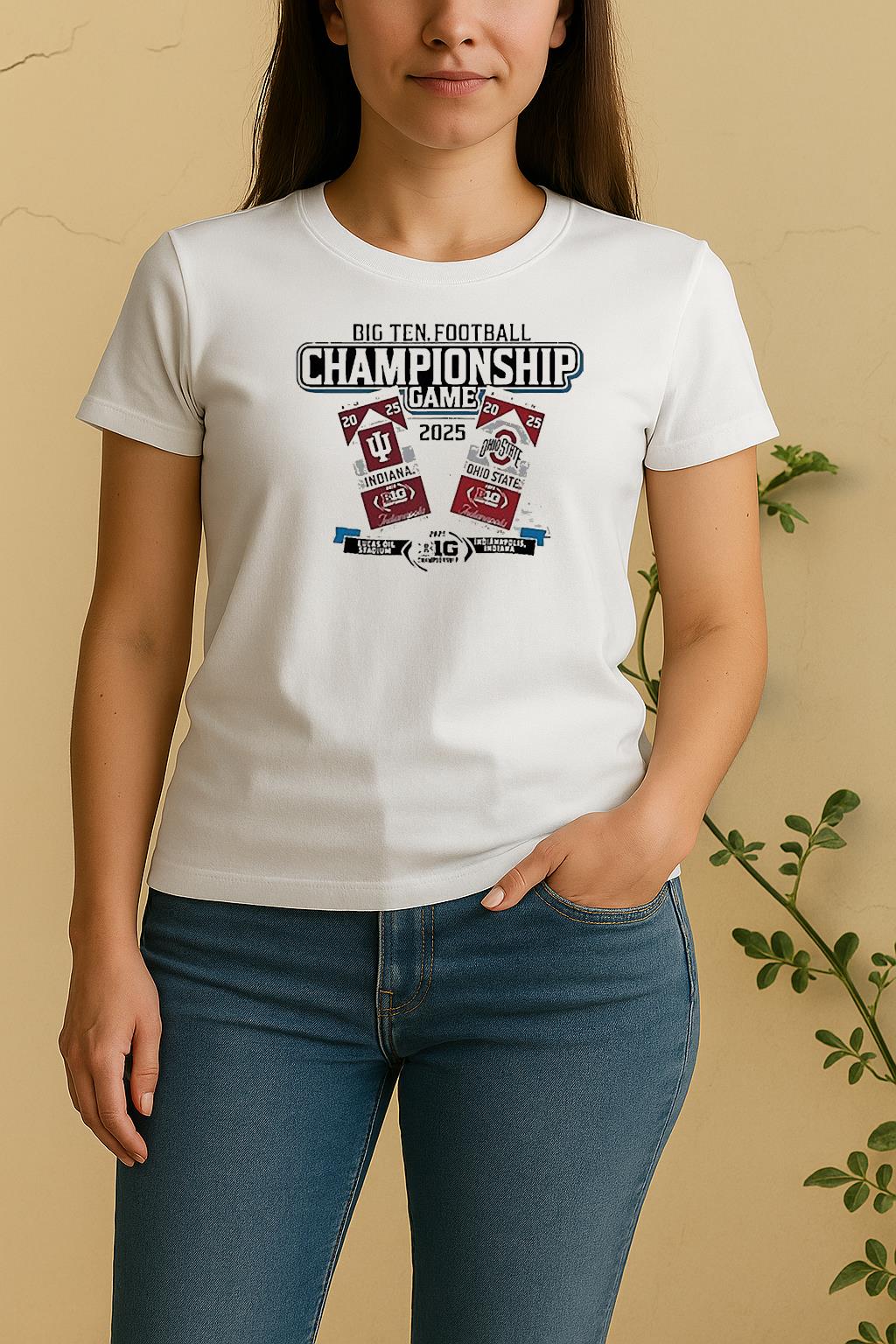 Indiana Vs Ohio State Big Ten Grey 2025 Football Championship Tickets Women Shirt