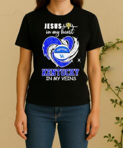 Jesus In My Heart Kentucky Wildcats Basketball In My Veins Women Shirt