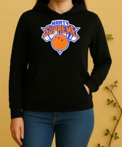 Josh Hart Wearing Marty Supreme New York Knicks Parody Logo Unisex Hoodie