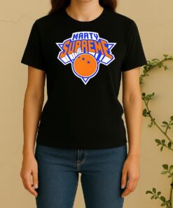 Josh Hart Wearing Marty Supreme New York Knicks Parody Logo Women Shirt