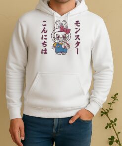 Labubu In The Kawaii Style Of Hello Kitty Hello Monster Unisex Hoodie