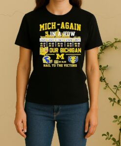 Michigan 5 In A Row The Ohio State Our Bichigan Go Blue Hail To The Victors Women Shirt