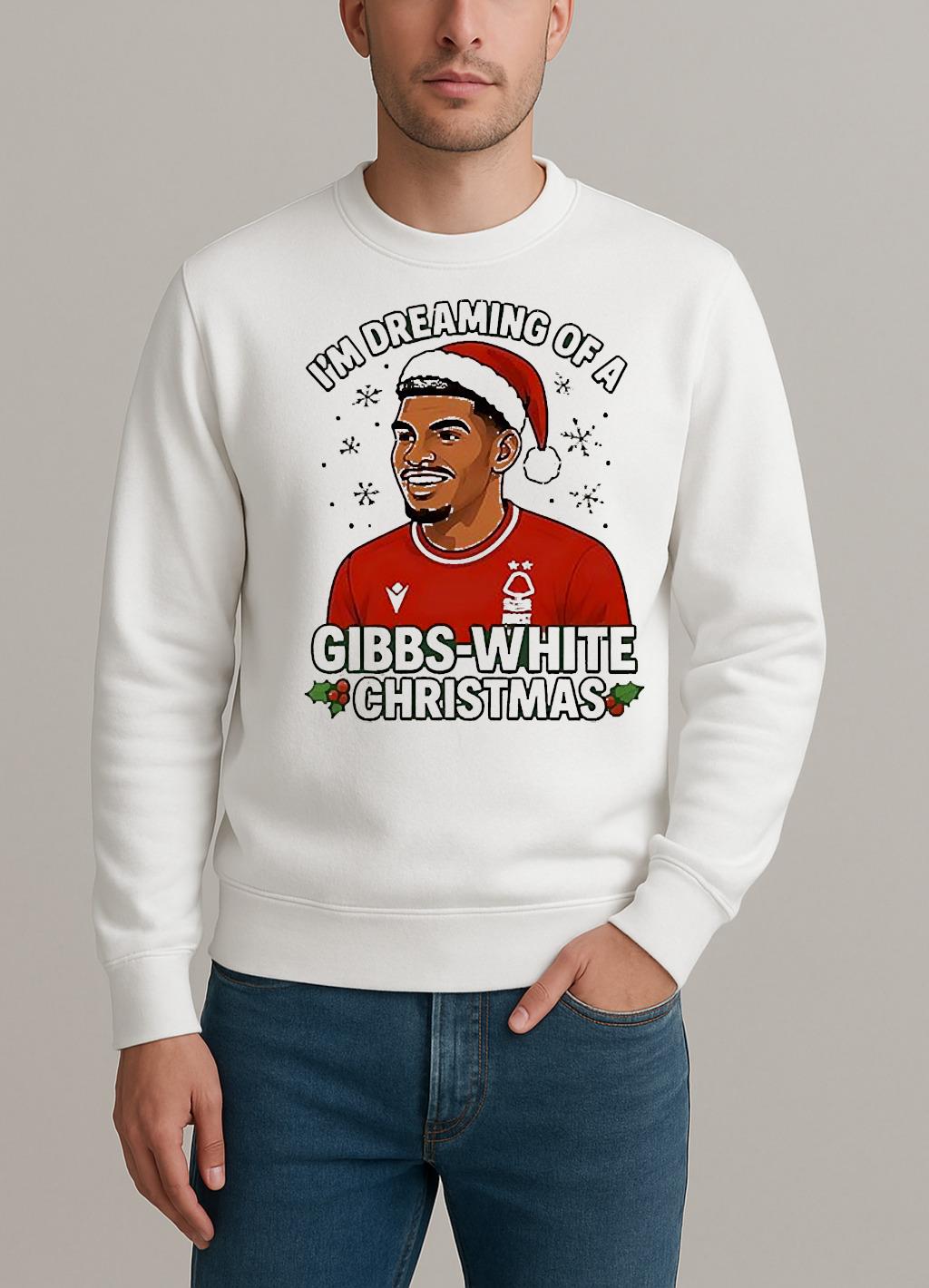 Nottm Forest Im Dreaming Of A Gibbs White Christmas sweater