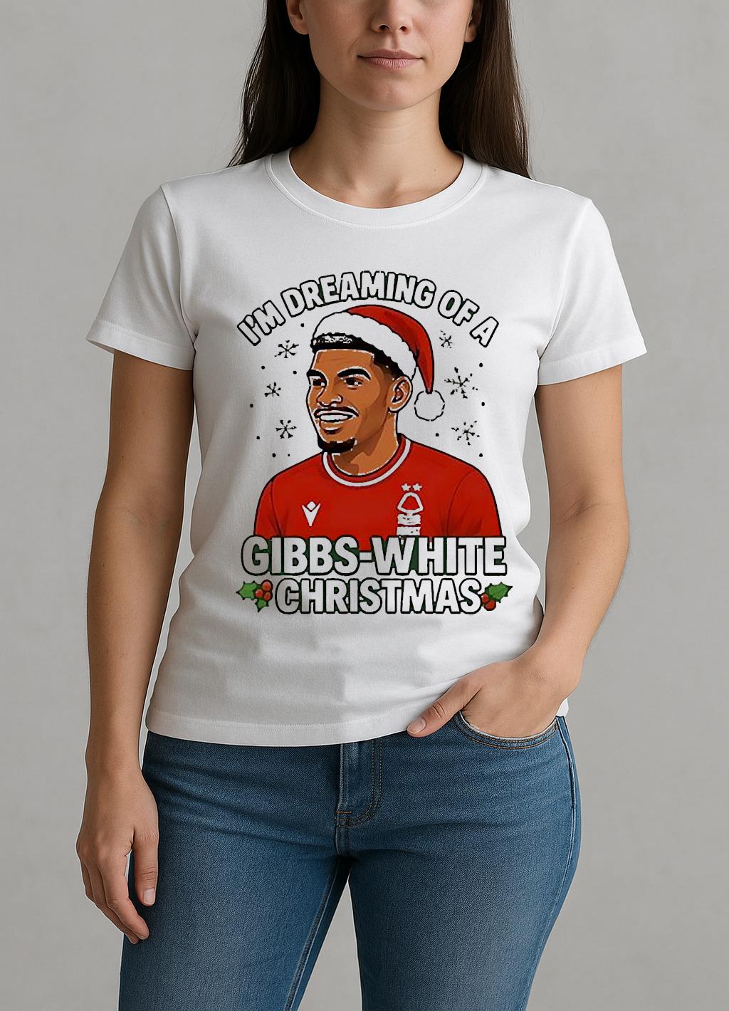 Nottm Forest Im Dreaming Of A Gibbs White Christmas W-tee