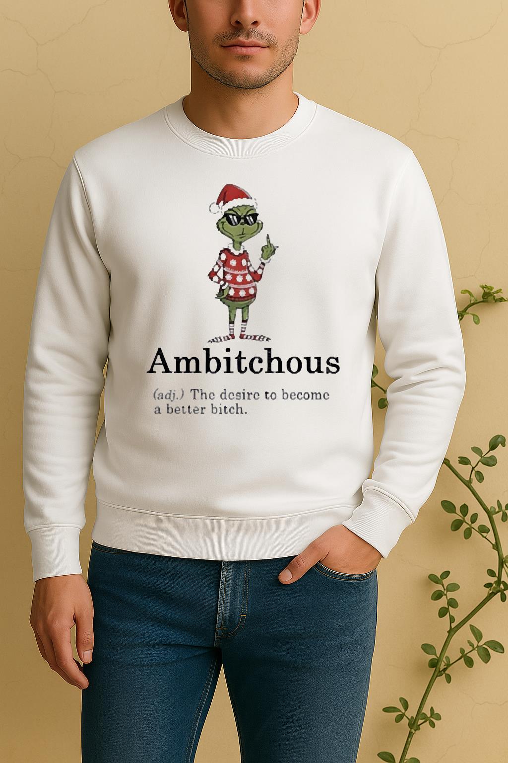 Official Grinch Middle Finger Ambitchous The Desire To Become A Better Bitch Santa Christmas Sweater