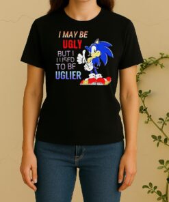 Official I May Be Ugly But I Used To Be Uglier Cartoon Hedgehog Women Shirt