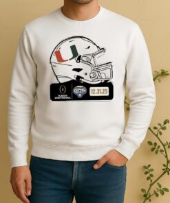 Official Miami Hurricanes Playoff Quarterfinal 2025 Cotton Bowl Helmet Sweater