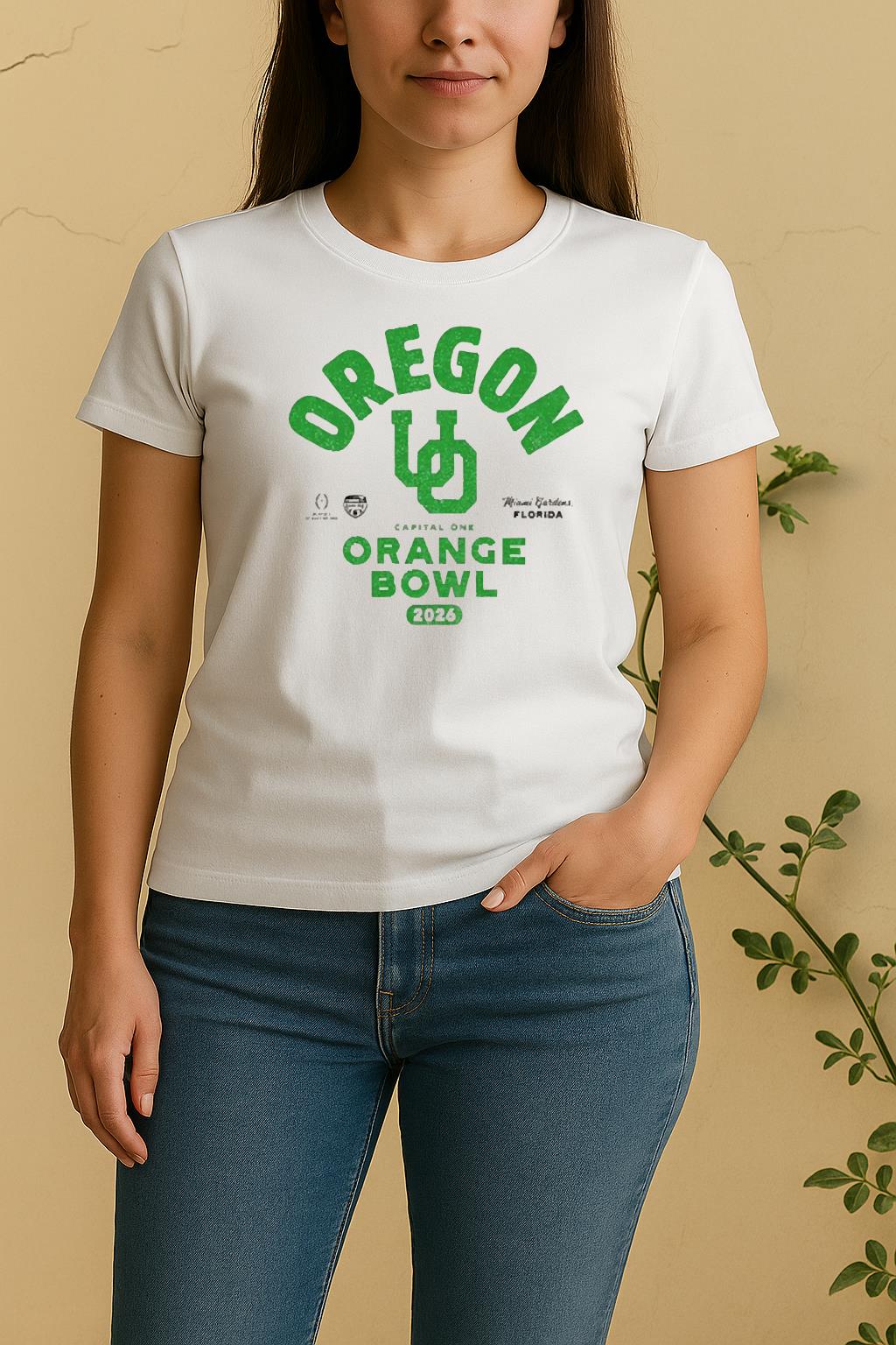 Official Oregon Ducks 2026 Capital One Orange Bowl Bound Cfp Women Shirt