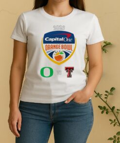 Official Oregon Ducks Vs Texas Tech Red Raiders 2026 One Orange Bowl Cfp Quarterfinal Hard Rock Stadium Miami Gardens Fl January 1 2026 Women Shirt