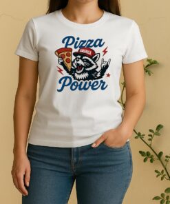 Official Raccoon Pizza Power Usa America Red Hat Graphic Women Shirt