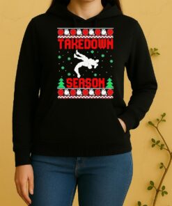 Official Takedown Season Guys Wrestling Ugly Christmas Unisex Hoodie