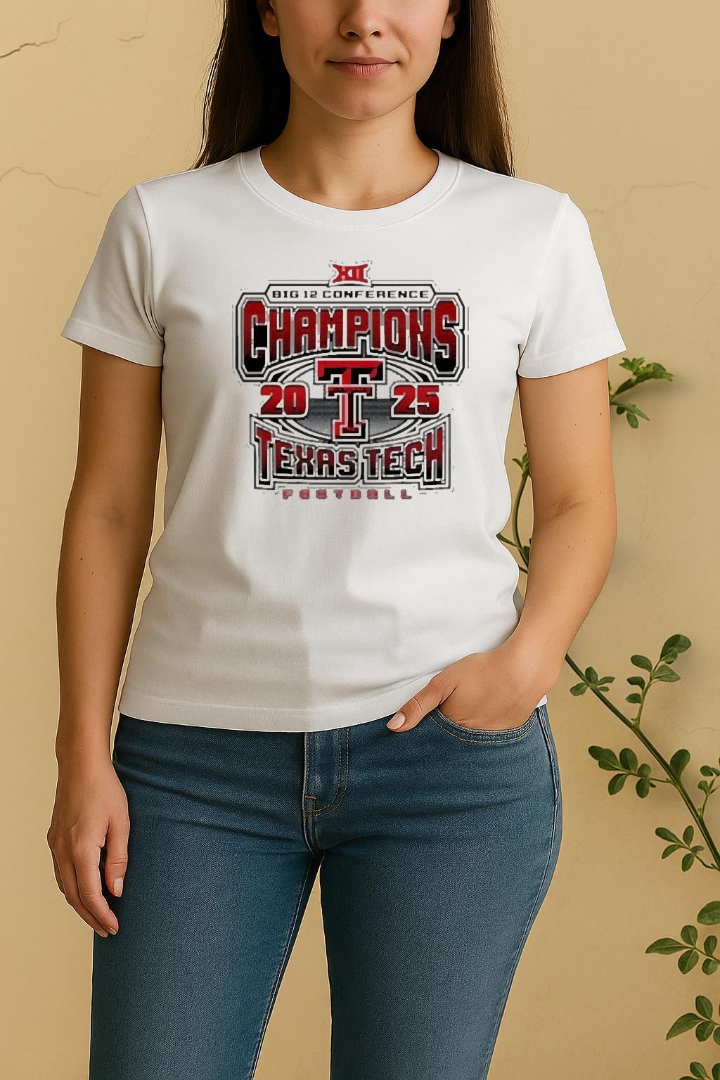 Official Texas Tech Red Raiders 2025 2026 Big 12 Champs Grid Iron Women Shirt
