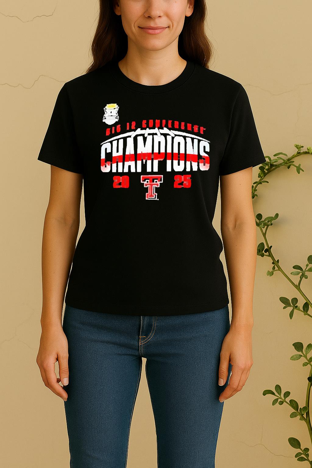 Official Texas Tech Red Raiders 2025 Big 12 Football Champions Endzone Speed Women Shirt