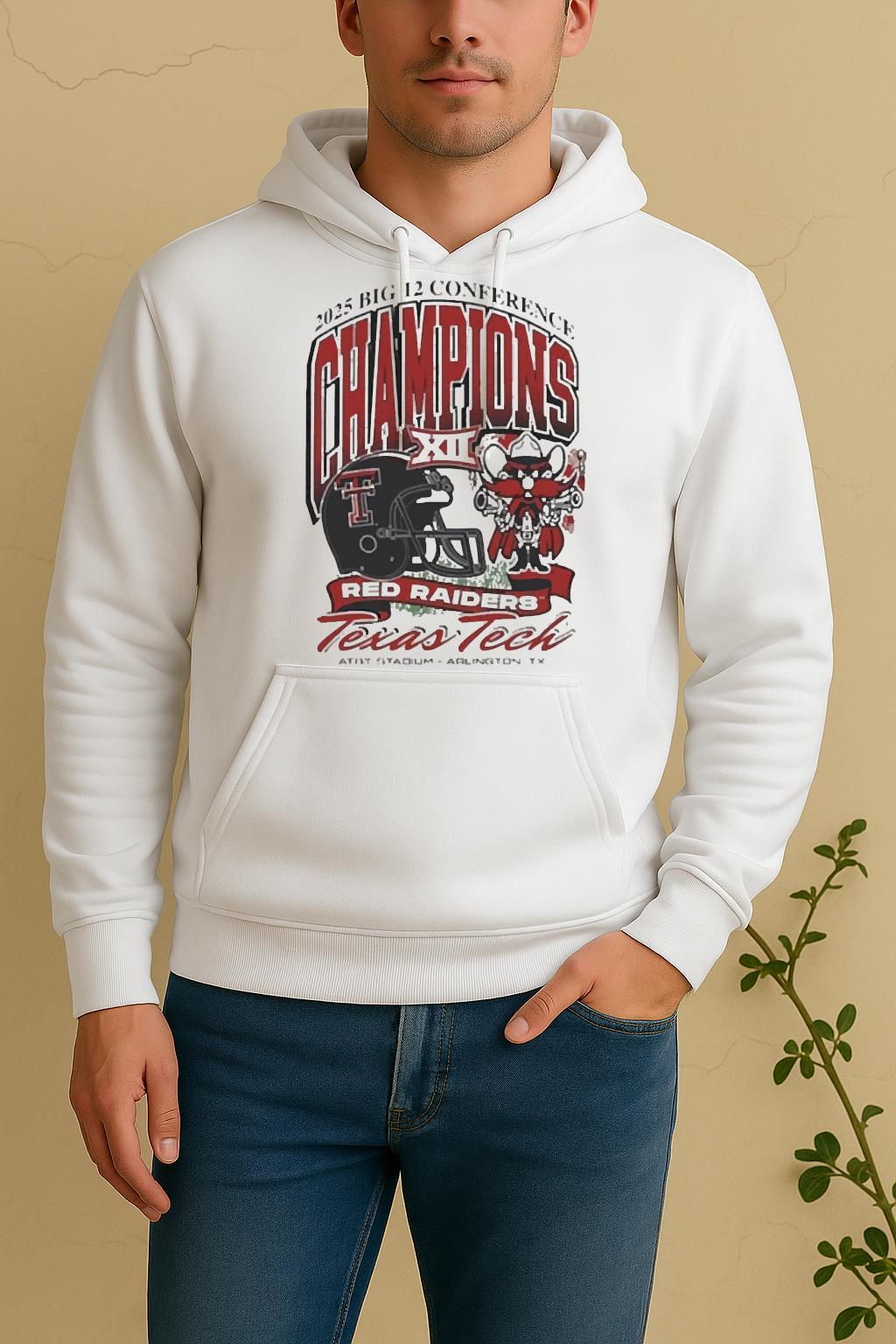 Official Texas Tech Red Raiders 2025 Big 12 Football Champions MascosUnisex Hoodie