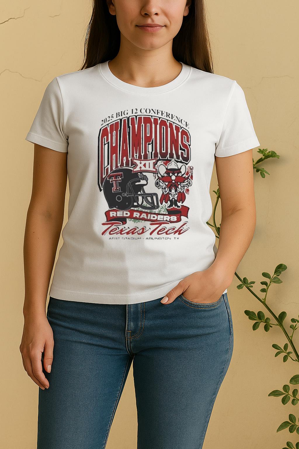 Official Texas Tech Red Raiders 2025 Big 12 Football Champions MascosWomen Shirt