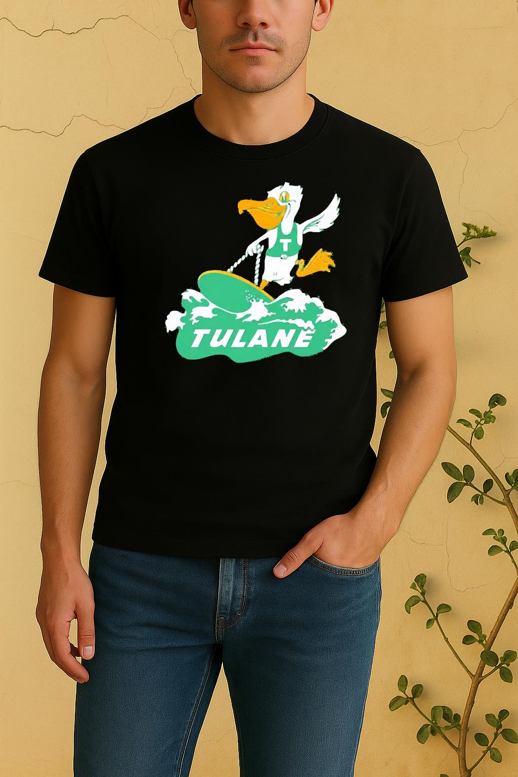 Official Tulane Green Wave Mascot Surfboard Logo Shirt by Bino Shirt – Custom Graphic T-Shirt