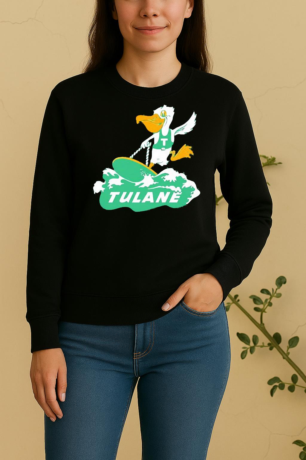 Official Tulane Green Wave Mascot Surfboard Logo Sweater