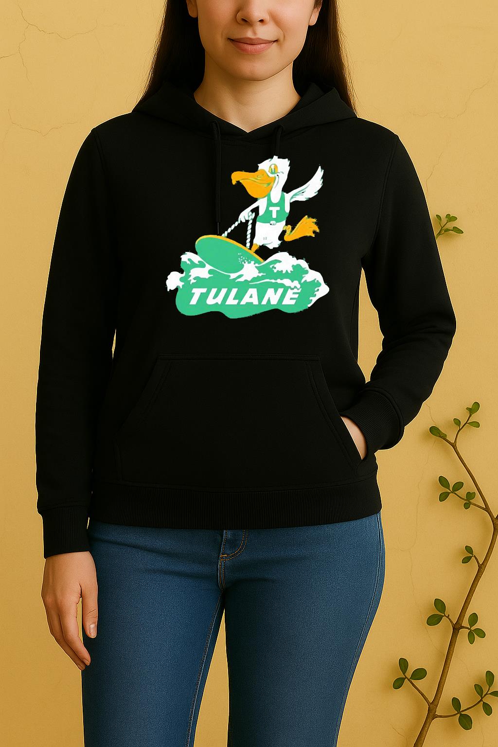 Official Tulane Green Wave Mascot Surfboard Logo Unisex Hoodie