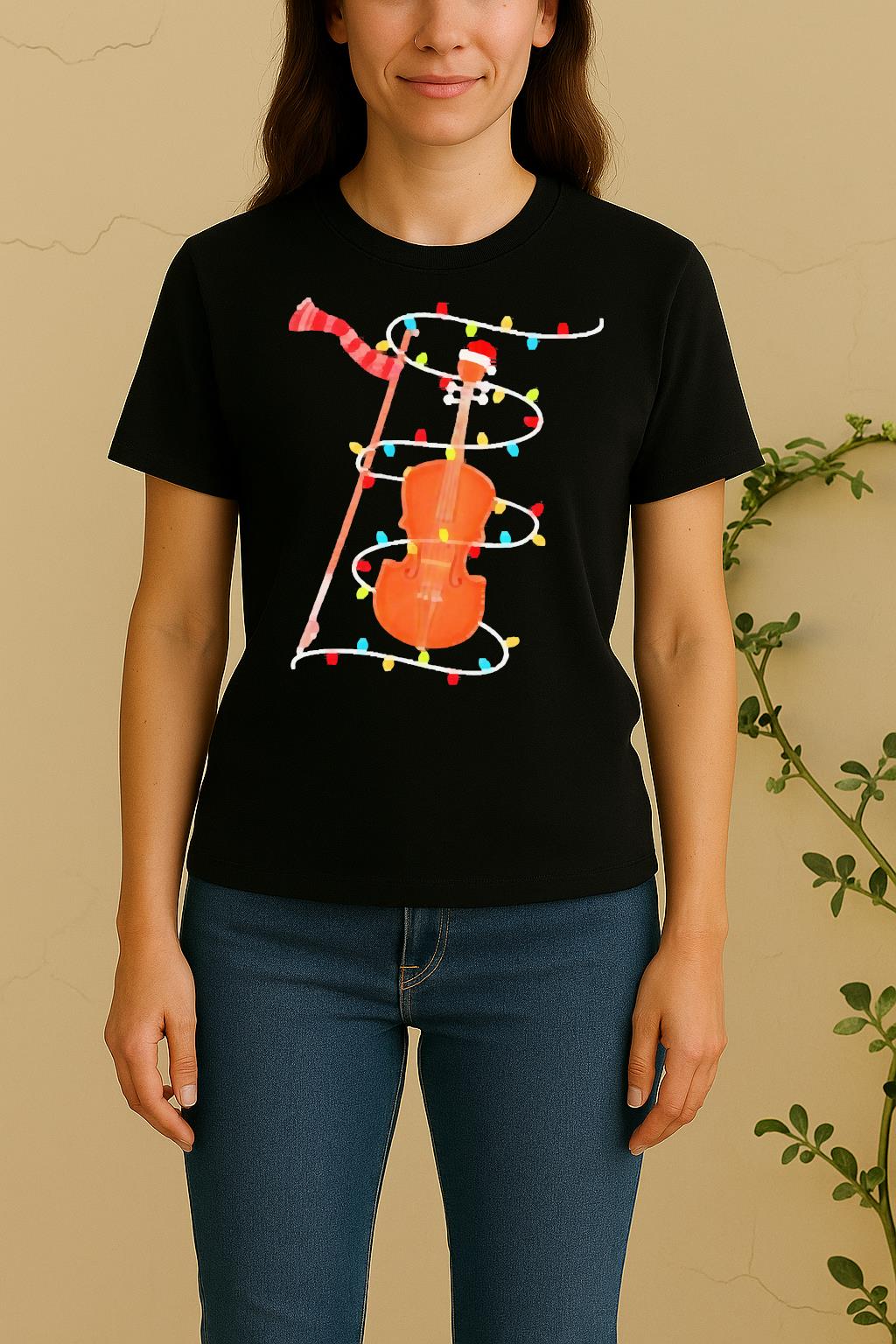 Official Violin Christmas Lights Women Shirt