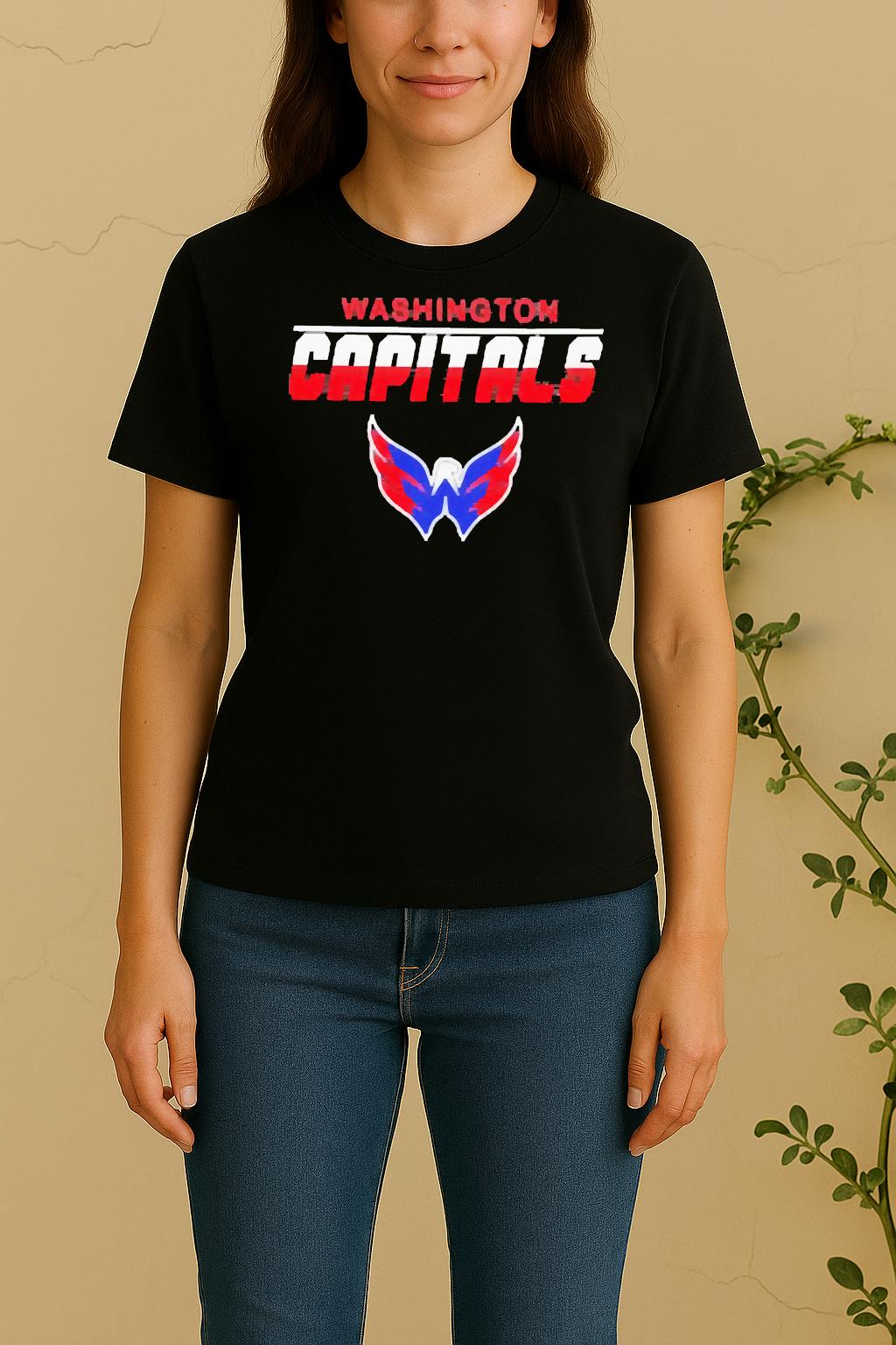 Official Washington Capitals Team Logo Youth Black Women Shirt