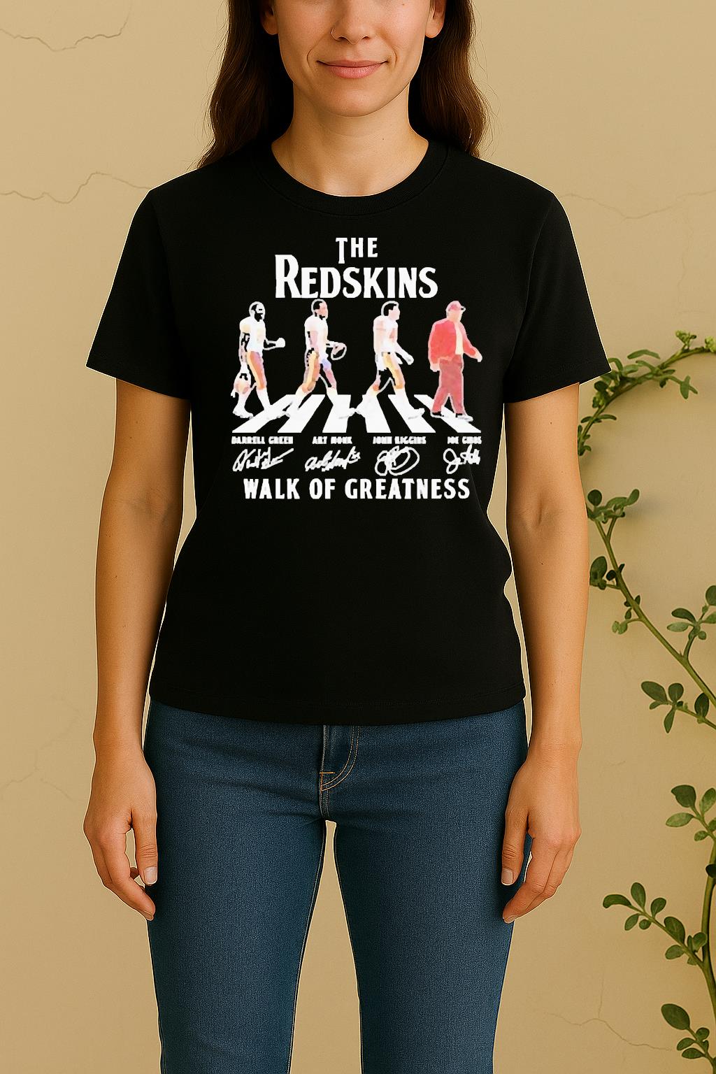 Official Washington Commanders The Redskins Walk Of Greatness Road Abbey Signatures Women Shirt